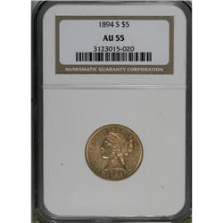 1894-S $5 AU55 NGC