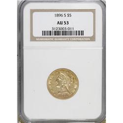 1896-S $5 AU53 NGC