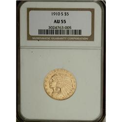 1910-S $5 AU55 NGC