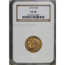 1910-S $5 AU58 NGC