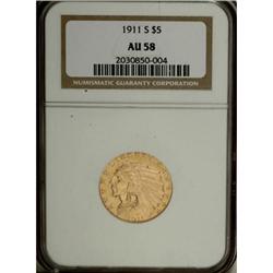 1911-S $5 AU58 NGC
