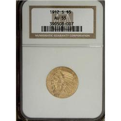 1912-S $5 AU55 NGC