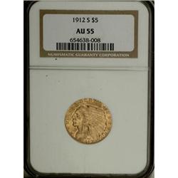 1912-S $5 AU55 NGC