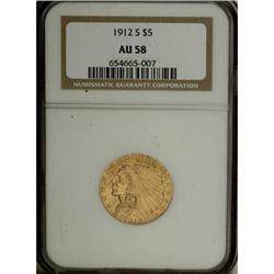 1912-S $5 AU58 NGC