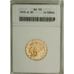 1915-S $5 AU58 ANACS