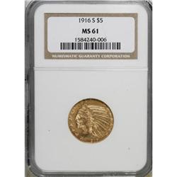 1916-S $5 MS61 NGC