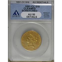 1891-CC $10 AU50 ANACS