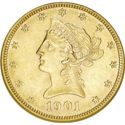 1901 $10 AU58 ANACS