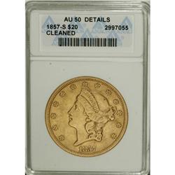 1857-S $20 AU50 ANACS