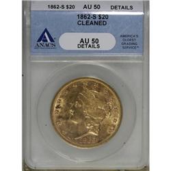 1862-S $20 AU50 ANACS