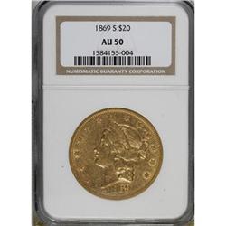 1869-S $20 AU50 NGC