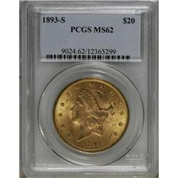 1893-S $20 MS62 PCGS
