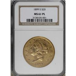 1899-S $20 Prooflike MS61 NGC