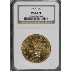 1904 $20 Prooflike MS63 NGC