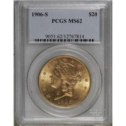 1906-S $20 MS62 PCGS