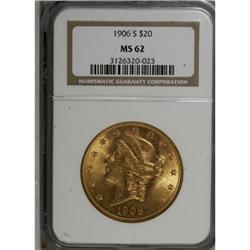 1906-S $20 MS62 NGC