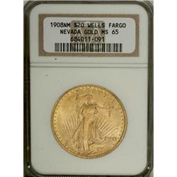 1908 $20 No Motto MS65 NGC
