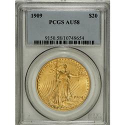 1909 $20 AU58 PCGS