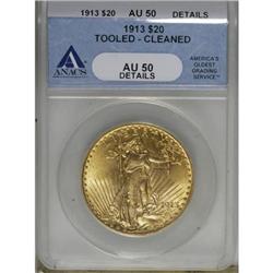 1913 $20 AU50 ANACS
