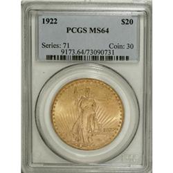 1922 $20 MS64 PCGS