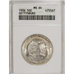 1936 50C Gettysburg MS64 ANACS