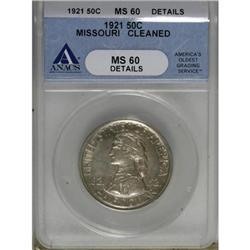 1921 50C Missouri 2x4 MS60 ANACS
