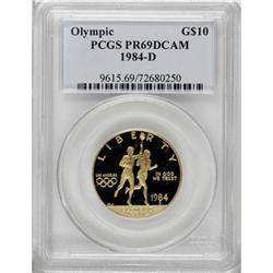 1984-D G$10 Olympic Gold Ten Dollar Deep Cameo PR69 PCG