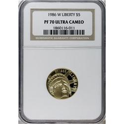 1986-W G$5 Statue of Liberty Gold Five Dollar Deep Came