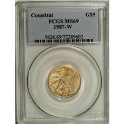 1987-W G$5 Constitution Gold Five Dollar MS69 PCGS