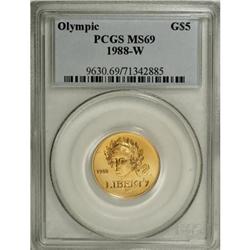 1988-W G$5 Olympic Gold Five Dollar MS69 PCGS