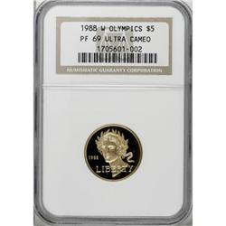 1988-W G$5 Olympic Gold Five Dollar Deep Cameo PR69 NGC