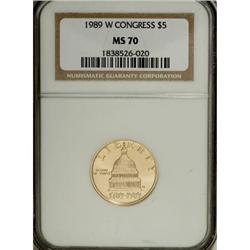 1989-W G$5 Congress Gold Five Dollar MS70 NGC