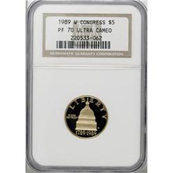 1989-W G$5 Congress Gold Five Dollar Deep Cameo PR70 NG