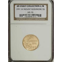 1991-W G$5 Mount Rushmore Gold Five Dollar MS70 NGC