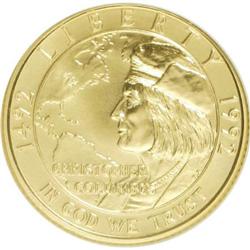 1992-W G$5 Columbus Gold Five Dollar MS70 NGC