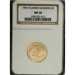 1993-W G$5 Bill of Rights Gold Five Dollar MS70 NGC