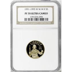 1991-1995W G$5 World War II Gold Five Dollar Deep Cameo