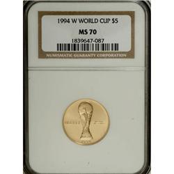 1994-W G$5 World Cup Gold Five Dollar MS70 NGC