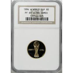 1994-W G$5 World Cup Gold Five Dollar Deep Cameo PR69 N