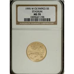 1995-W G$5 Olympic/Stadium Gold Five Dollar MS70 NGC