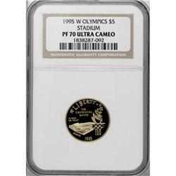 1995-W G$5 Olympic/Stadium Gold Five Dollar Deep Cameo