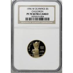 1996-W G$5 Olympic/Cauldron Gold Five Dollar Deep Cameo