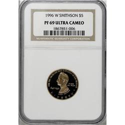 1996-W G$5 Smithsonian Gold Five Dollar Deep Cameo PR69