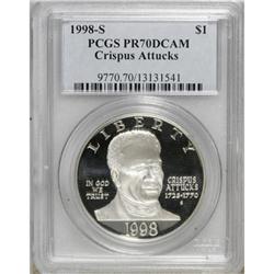 1998-S $1 Black Patriots Silver Dollar Deep Cameo PR70