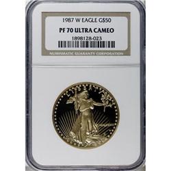 1987-W G$50 One-Ounce Gold Eagle Deep Cameo PR70 NGC