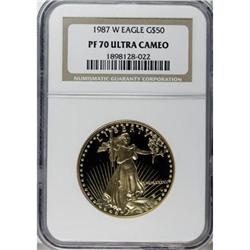1987-W G$50 One-Ounce Gold Eagle Deep Cameo PR70 NGC