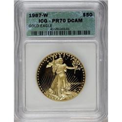 1987-W G$50 One-Ounce Gold Eagle Deep Cameo PR70 ICG