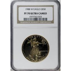 1988-W G$50 One-Ounce Gold Eagle Deep Cameo PR70 NGC