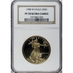 1988-W G$50 One-Ounce Gold Eagle Deep Cameo PR70 NGC