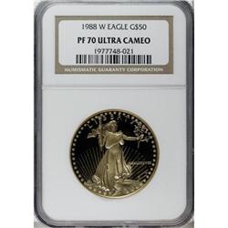 1988-W G$50 One-Ounce Gold Eagle Deep Cameo PR70 NGC